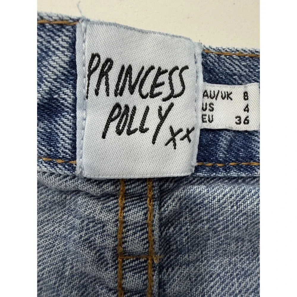Princess Polly Jeans Womens 4 Blue Straight Leg Relaxed Light Wash 100% Cotton